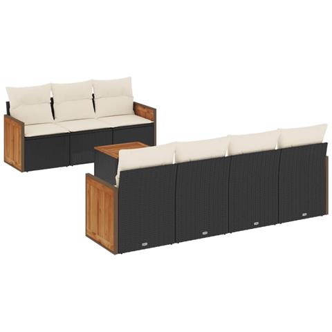 Set Divani da Giardino con Cuscini 8 pz Nero in Polyrattan - Foto 1