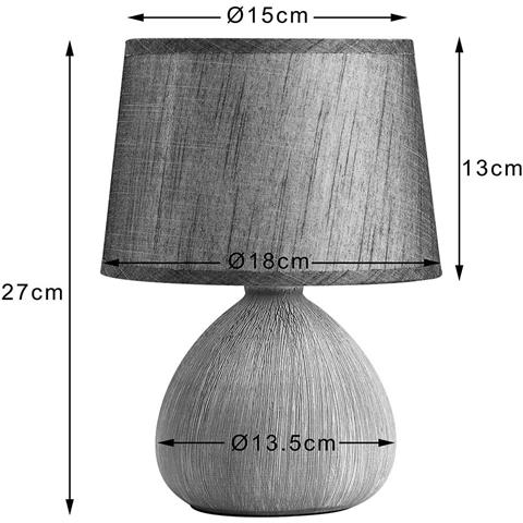 Lampada da Tavolo Lume Comodino Ceramica Tessuto Grigio Design Moderno Abatjour - Foto 4