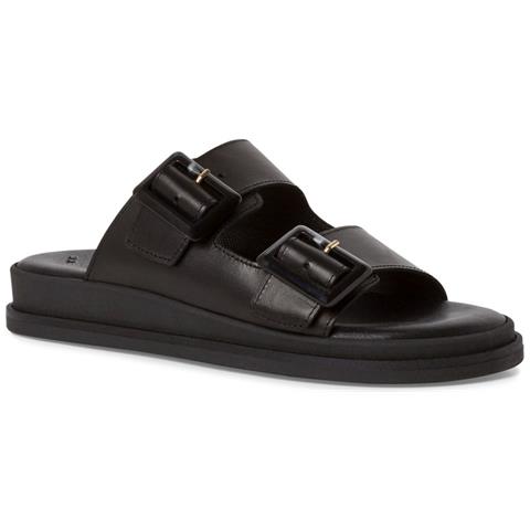 Black Leather Casual Open Slippers Ciabatte Pelle Scarpe Donna Nero Eu 37, 1-27207-42 003 - Foto 1