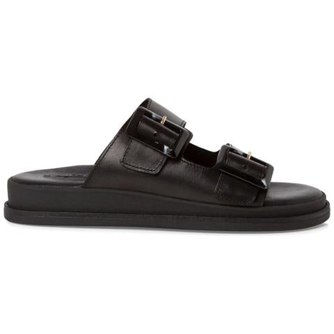 Black Leather Casual Open Slippers Ciabatte Pelle Scarpe Donna Nero Eu 37, 1-27207-42 003 - Foto 2