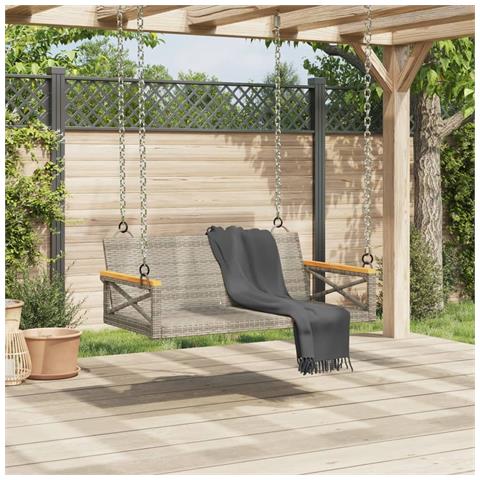 Panchina Dondolo Grigia 109x62x40 cm in Polyrattan - Foto 9