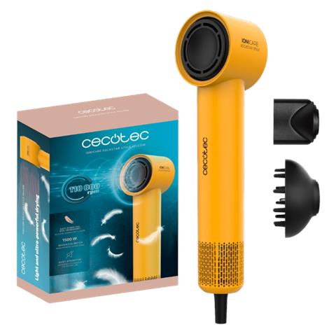 Asciugacapelli Giallo Motore Molto Compatto E Leggero 1500w 110000 Giri /min Gen. Ioni - Foto 2
