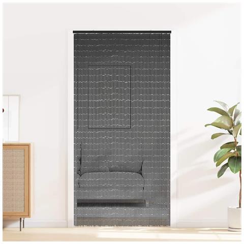 Tenda Antimosche Per Porte Grigio Scuro 90x220 Cm Bambù - Foto 2