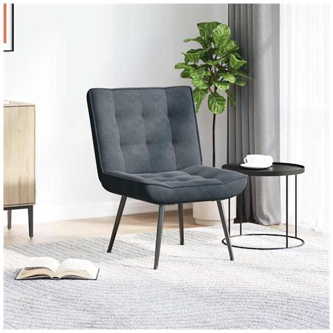 Sedia Relax 64x74x84 Cm Grigio Scuro In Velluto - Foto 3