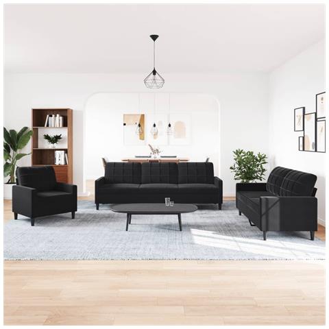 Set Di Divani 4 Pz Con Cuscini Nero In Velluto - Foto 3