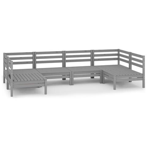 Lusso Casadino - Set Salotto Da Giardino 6 Pz Grigio In Legno Massello Di Pino - Foto 1