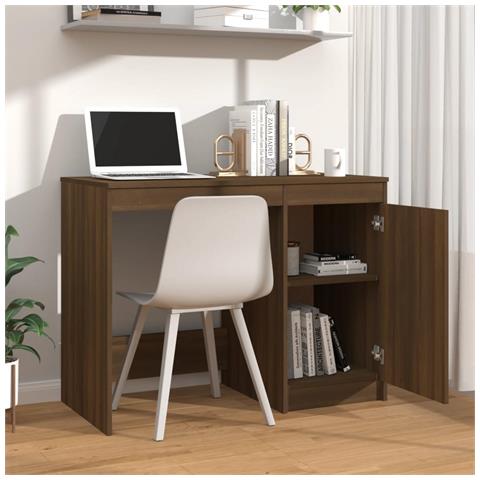 Lusso Casadino -  Scrivania Rovere Marrone 100x50x76 Cm In Legno Multistrato - Foto 2
