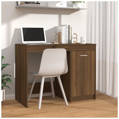 Lusso Casadino -  Scrivania Rovere Marrone 100x50x76 Cm In Legno Multistrato - Foto 8