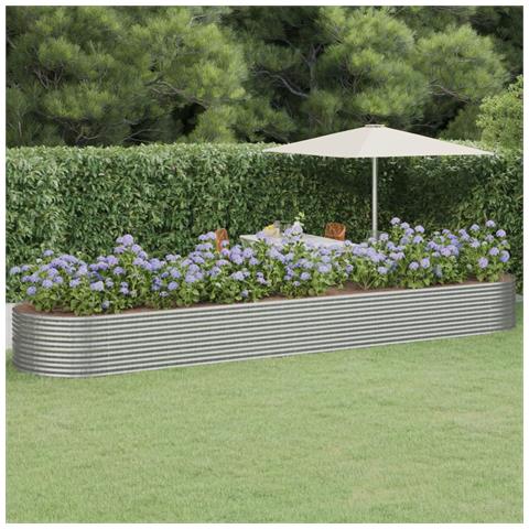 Letto Giardino Acciaio Vernice A Polvere 584x140x68cm Argento - Foto 6