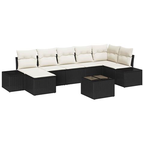Set Divano da Giardino da 7 Pezzi con Cuscini Rattan Poliestere Marrone - Foto 1