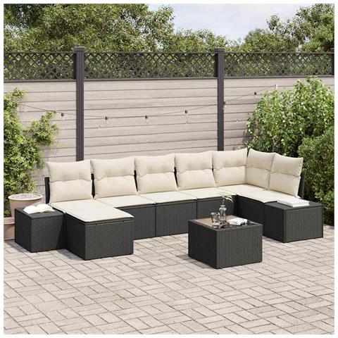 Set Divano da Giardino da 7 Pezzi con Cuscini Rattan Poliestere Marrone - Foto 2