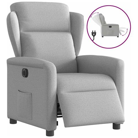 Poltrona Elettrica Reclinabile Grigio Nuvola in Tessuto - Foto 1