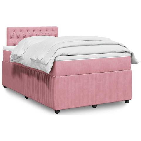 Giroletto a Molle con Materasso Rosa 120x190 cm in Velluto - Foto 2