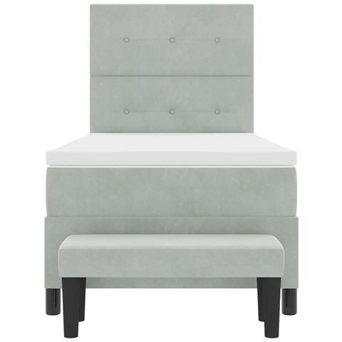 Letto a Molle con Materasso e Panca Grigio Chiaro 90x190 cm Velluto - Foto 9