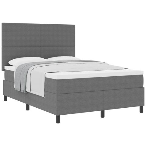 Letto con Sommier e Materasso Grigio Chiaro 140x200 cm Tessuto in corduroy - Foto 1