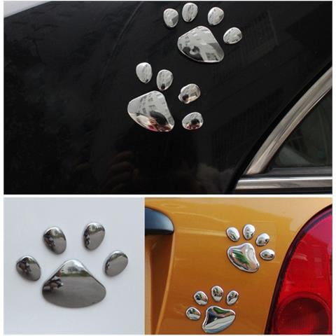 Set Di 10 Adesivi 3d Per Auto: Impronte Creative Per La Decorazione Del Veicolo Silver - Foto 2
