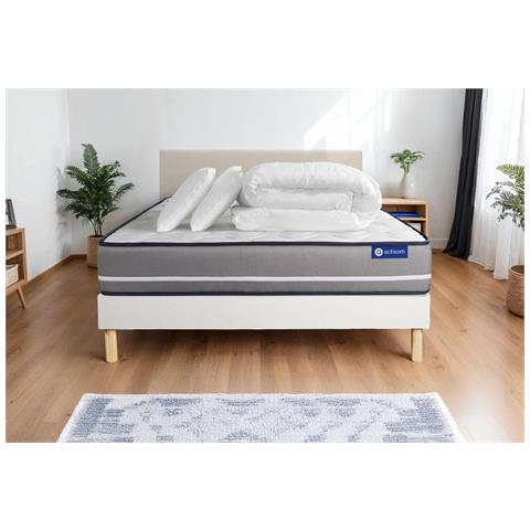 Pacchetto Letto Completo - Materasso 140x200cm + Box Spring Con Doghe (kit) + 2 Cuscini + Piumino - Actiflex Pur - Foto 1