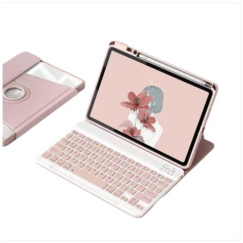 Custodia Con Tastiera Bluetooth Rotante A 360° Compatibile Con Huawei Matepad Pro 12.2 - Rosa - Foto 1