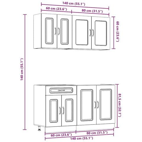 Set Mobili da Cucina 4 pz Kalmar Grigio Sonoma in Truciolato - Foto 9