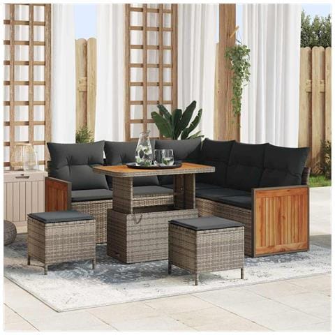 Set Divano da Giardino 8 pcs Grigio 90 x 55 x 71 cm polyrattan - Foto 2