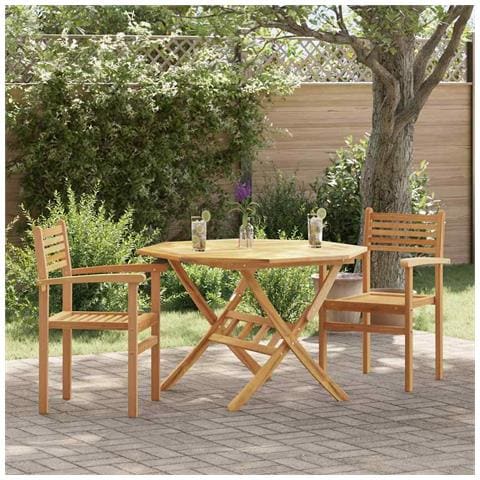 Sedie impilabili da giardino 2 pcs Marrone 55.5 x 55.5 x 90 cm - Foto 2