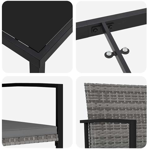 Set da Pranzo per Giardino 5 pcs Grigio Poly Rattan - Foto 9