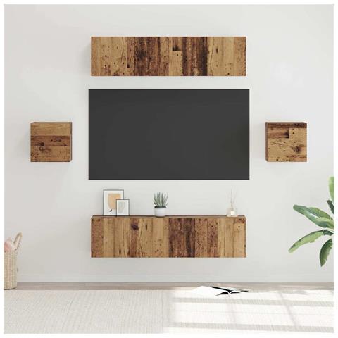 Set mobile TV 6 pcs Legno vecchio Legno multistrato - Foto 2