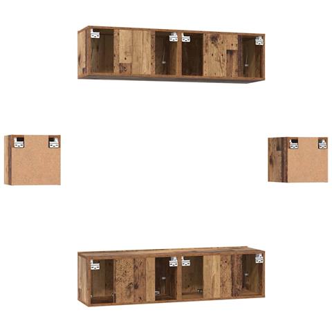 Set mobile TV 6 pcs Legno vecchio Legno multistrato - Foto 9