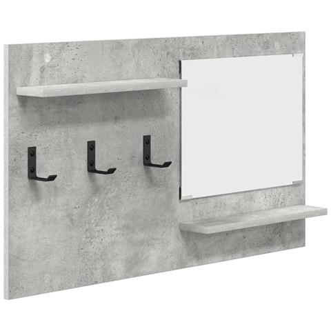 Appendiabiti a muro con specchio Grigio cemento 90 x 10 x 50 cm - Foto 1