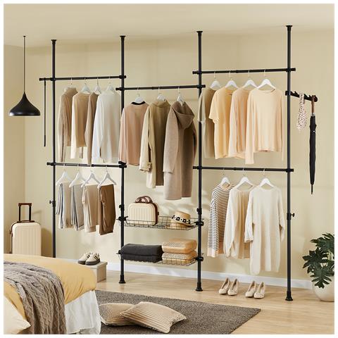 Appendiabiti Da Terra, Armadio Aperto Regolabile Con Ripiani, Nero, Kls04-ii-sch - Foto 7