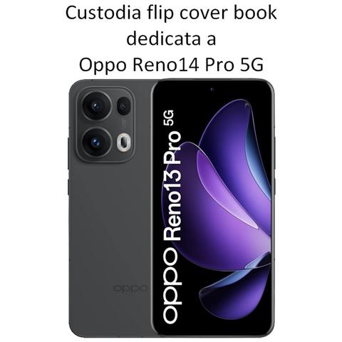 Smart Book Custodia A Libro Poket Flip Cover Case Per Oppo Reno14 5g Black - Foto 2