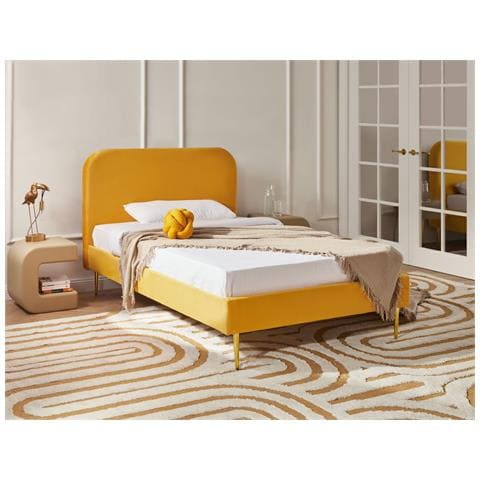 Letto Velluto Flayat 120 X 200 Cm Giallo - Foto 1
