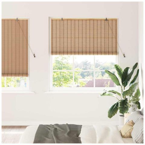 Tenda a rullo con tende Marrone Chiaro 140 x 220 cm Bambù - Foto 2