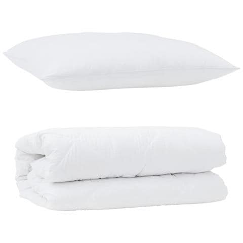 Piumone con Cuscino 2 pcs Bianco 135 x 200 cm Microfibra - Foto 1