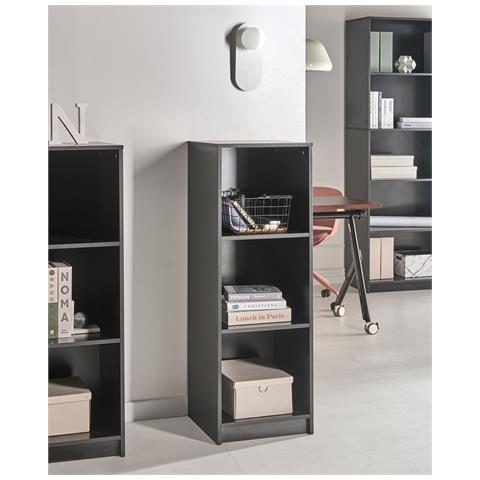 Libreria A 3 Ripiani Zehna 117 Cm Nero - Foto 1