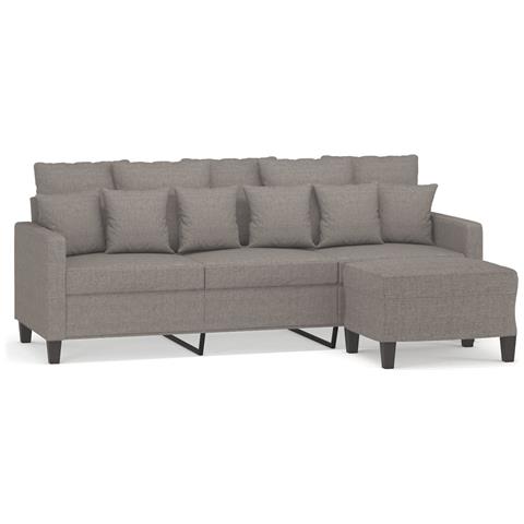 Divano a 3 Posti con Poggiapiedi Tortora 180 cm in Tessuto - Foto 1