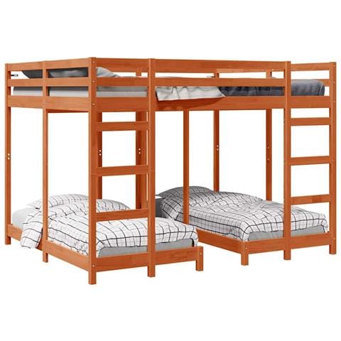 Struttura letto a castello triplo Cera marrone 160 x 200 cm - Foto 1