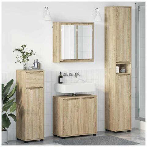 Set di mobili per il bagno con cassetto 4 pcs Rovere Sonoma - Foto 2