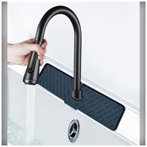 Tappetino Scolapiatti Multifunzionale Pieghevole In Silicone Per Rubinetto Grande Black - Foto 2