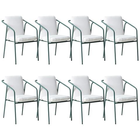 Set Di 8 Sedie Da Giardino Con Cuscini Asciano Metallo Verde - Foto 2