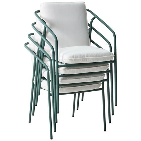 Set Di 8 Sedie Da Giardino Con Cuscini Asciano Metallo Verde - Foto 7