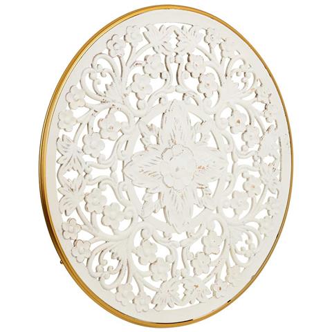 Pannello Decorativo In Legno Intagliato Bianco 87x3x87h - Foto 1