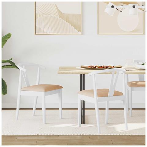 Sedia da pranzo 2 pcs Bianco e marrone Legno di gomma solido - Foto 2