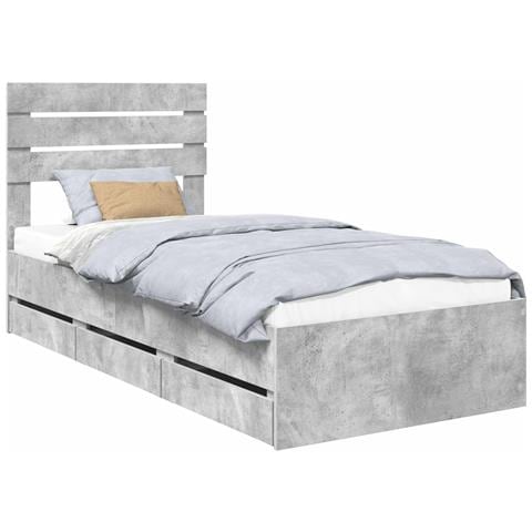 Struttura del letto con cassetto Grigio cemento 75 x 190 cm - Foto 1