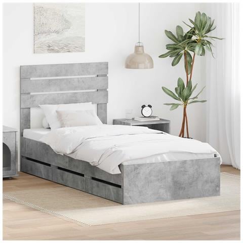 Struttura del letto con cassetto Grigio cemento 75 x 190 cm - Foto 2