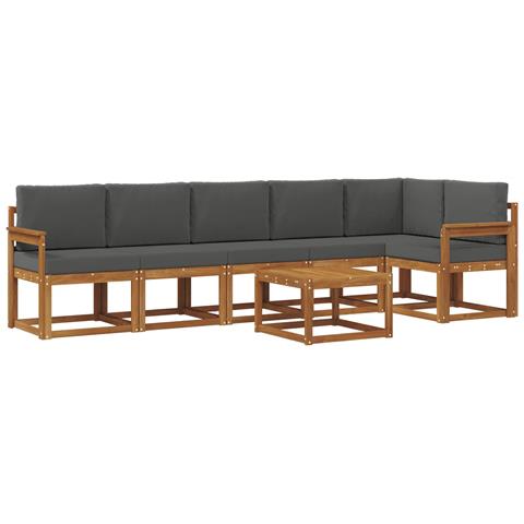Set di divani da esterno con cuscino 7 pcs Naturale e Antracite - Foto 1
