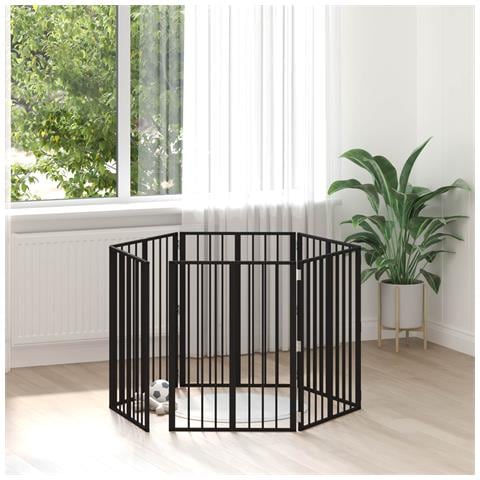 Cancello per cani 6 pcs Nero 60 x 80 cm Acciaio zincato - Foto 2