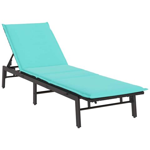 Lettino Prendisole con Cuscino Nero in Polyrattan - Foto 1