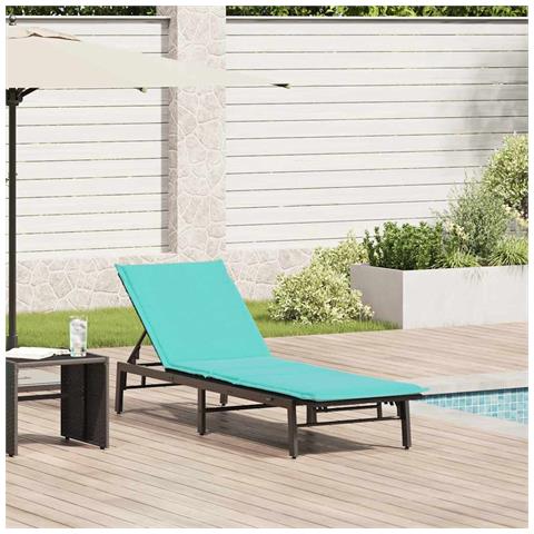 Lettino Prendisole con Cuscino Nero in Polyrattan - Foto 2