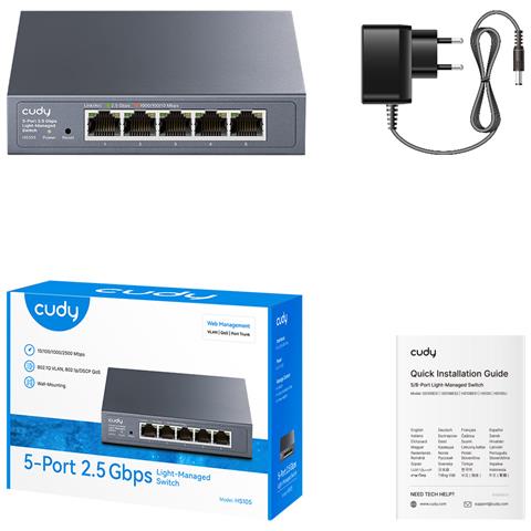 5-Port 2.5G Easy-Managed Switch, HS105 3.0 Gestito L2 2.5G Ethernet (100/1000/2500) Nero - Foto 4